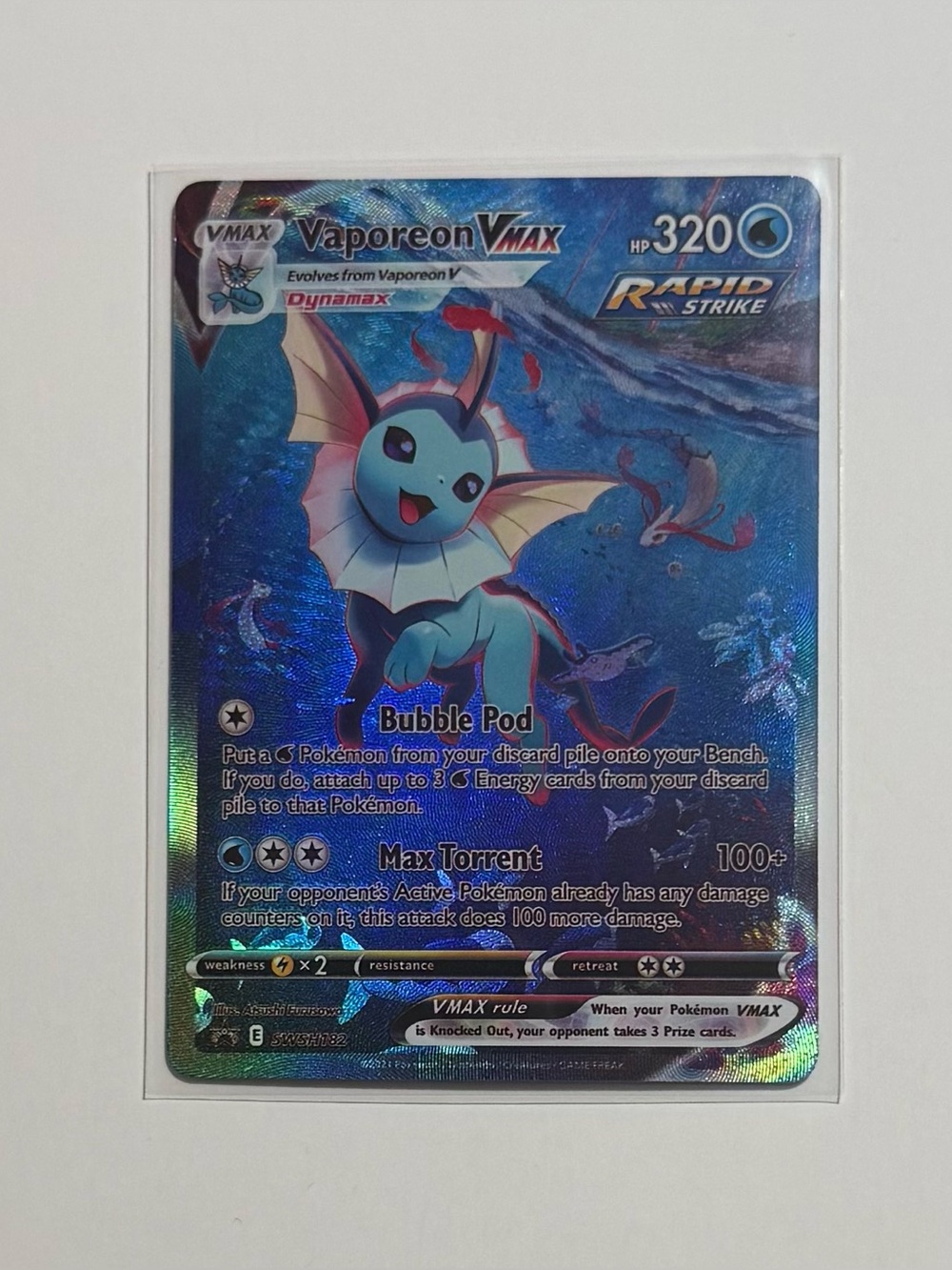 Vaporeon VMAX SWSH182 Sword & Shield Promo Cards Holo Fan Art DIY Custom Card